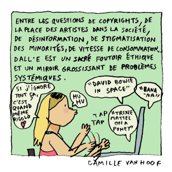 dessin d'une femme qui tape à l'ordi