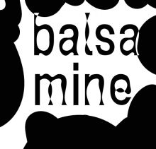 typo "Balsamine" dans une tâche d'encre noir et blanc