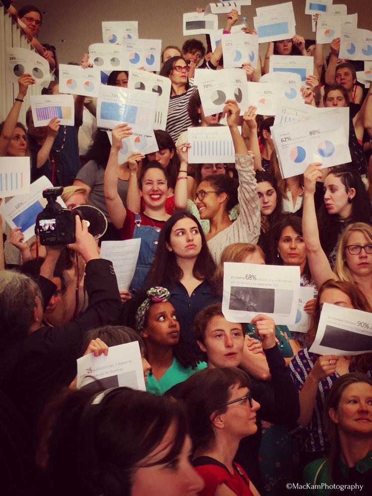 rassemblement de femmes avec affiches