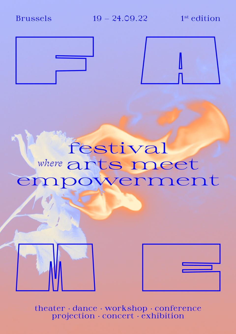 affiche bleu et rose avec couleurs diluées au centre